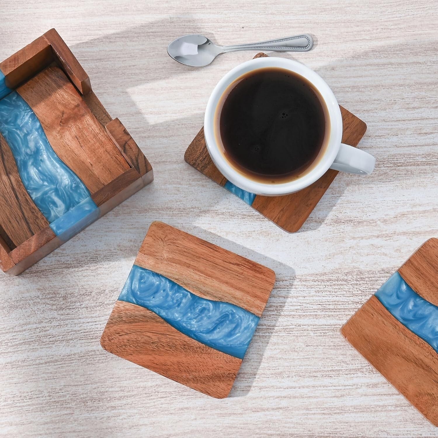 Eco-Friendly Wooden Drink Coasters with Optional Non-Slip Feet - Gift-Ready
