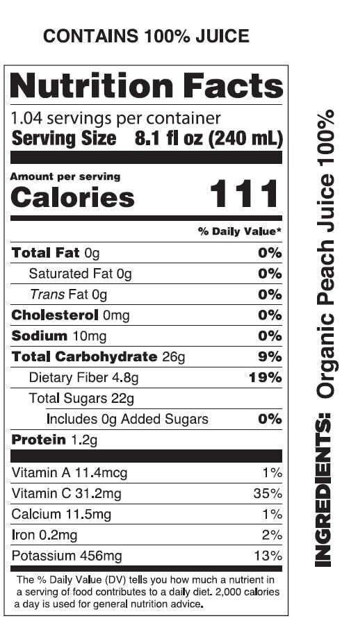 Pomona Cold Pressed Organic Peach Juice - Pack of 12 - 8.4 oz Glass Bottles