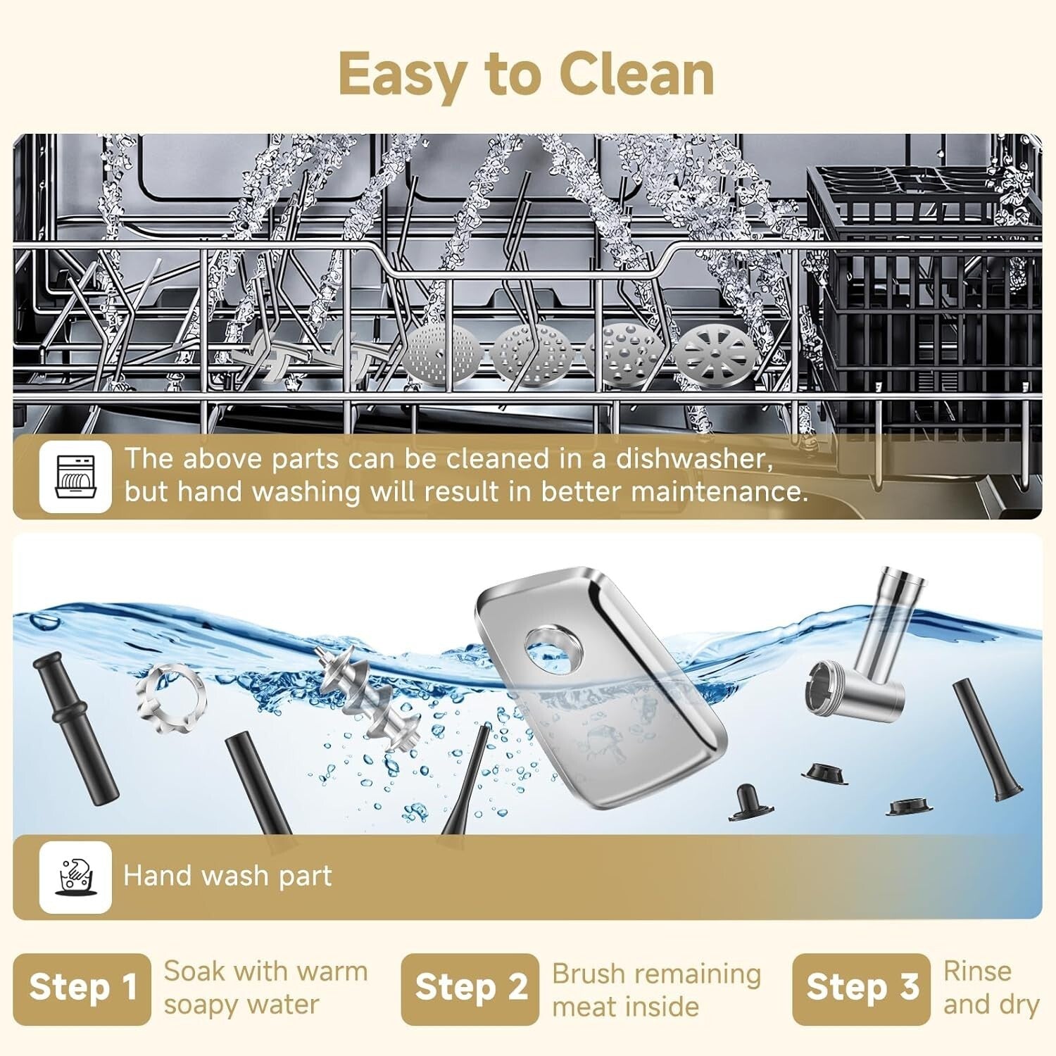 Durable 3000W Electric Meat Grinder with Organized Storage & Safety Features