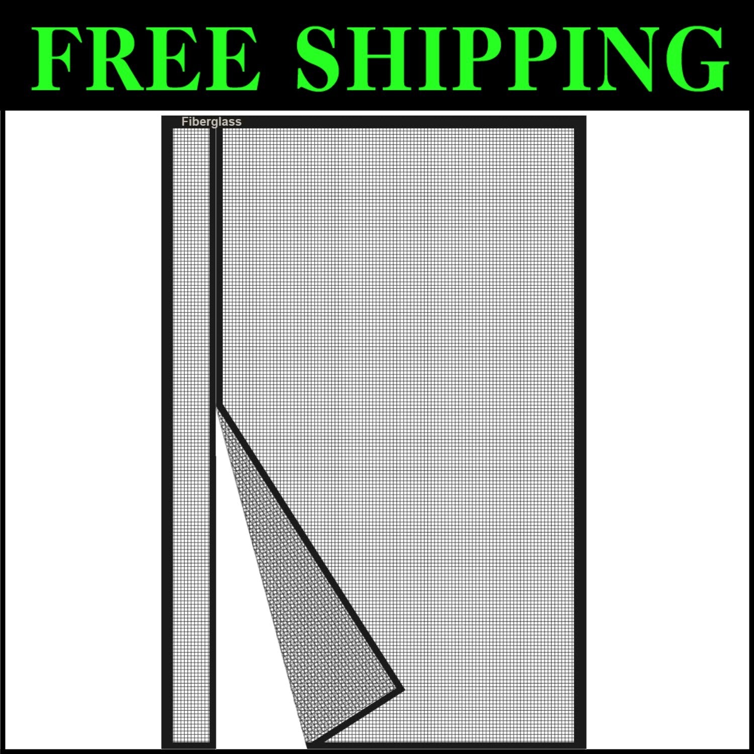 Reversible 39x80 Inch Fiberglass Magnetic Screen Door - Keep Bugs Out, Black