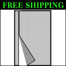 Load image into Gallery viewer, Reversible 39x80 Inch Fiberglass Magnetic Screen Door - Keep Bugs Out, Black