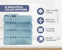 Load image into Gallery viewer, Premium Comfort Light Blue Bath Towels - 4 Pack, Quick-Dry &amp; Machine Washable