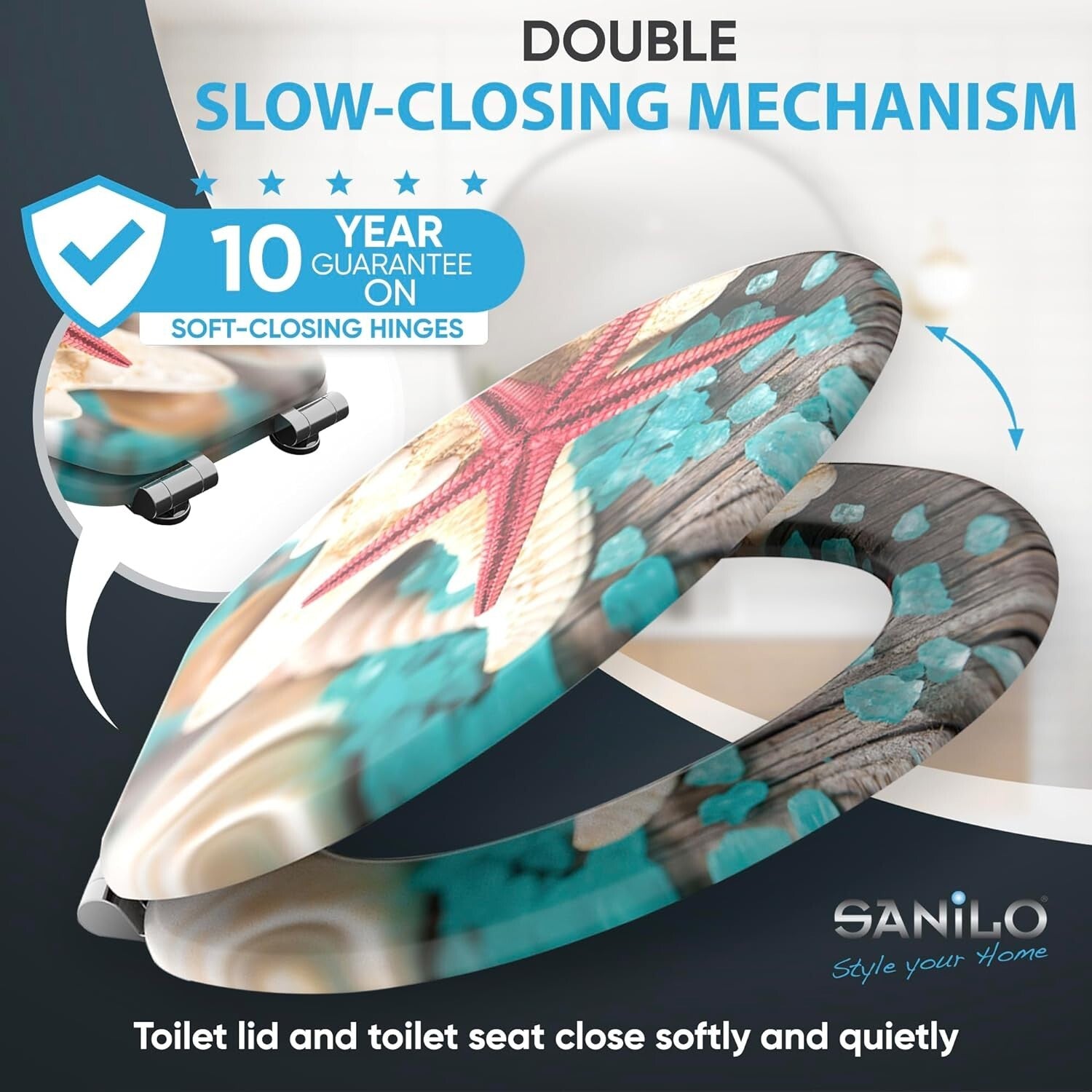 Elegant Elongated Toilet Seat - Soft Close Mechanism & Adjustable Hinges