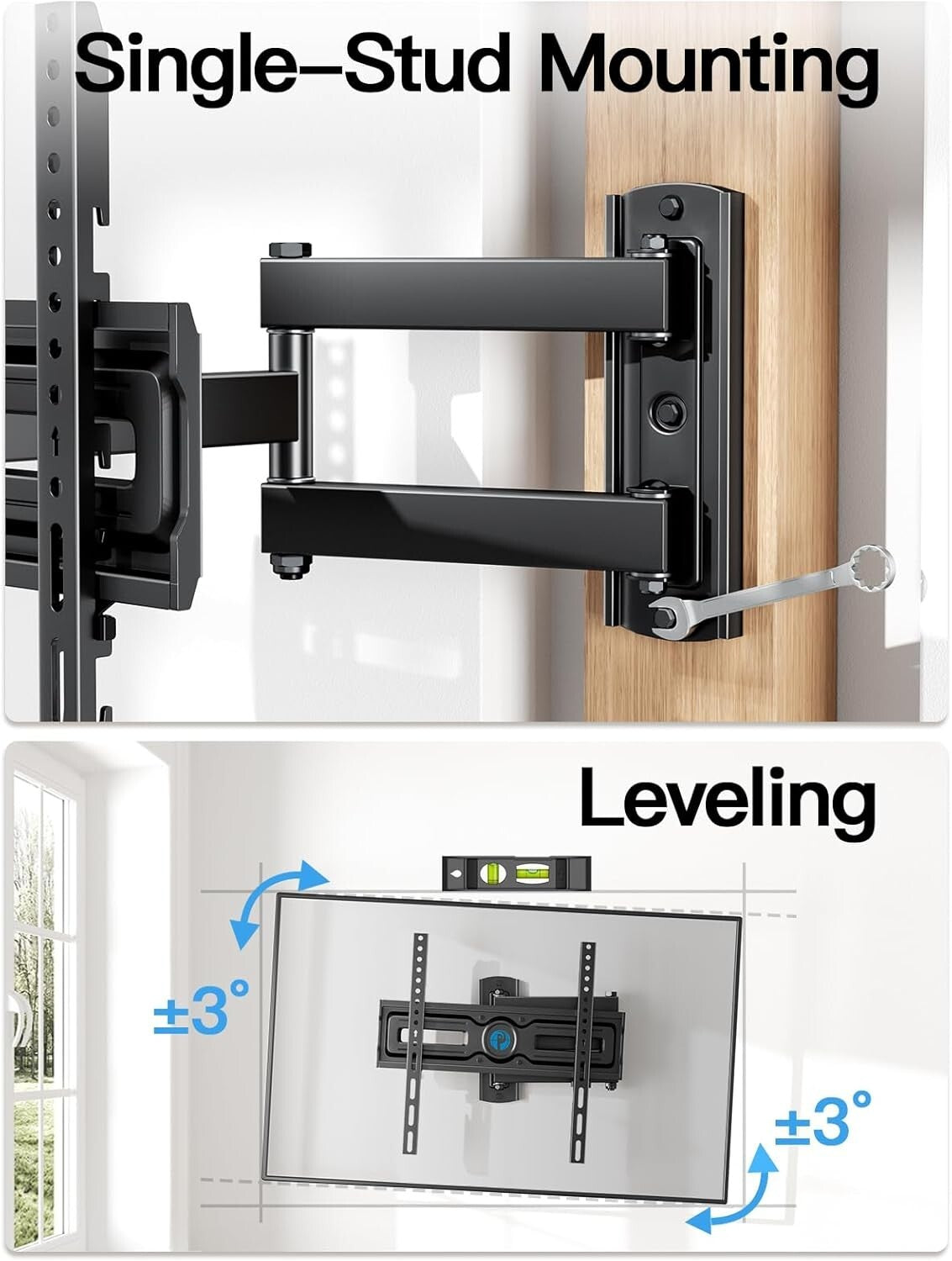 Durable Full Motion Wall Mount for TVs 26-60 Inches - Tilt & Swivel Convenience