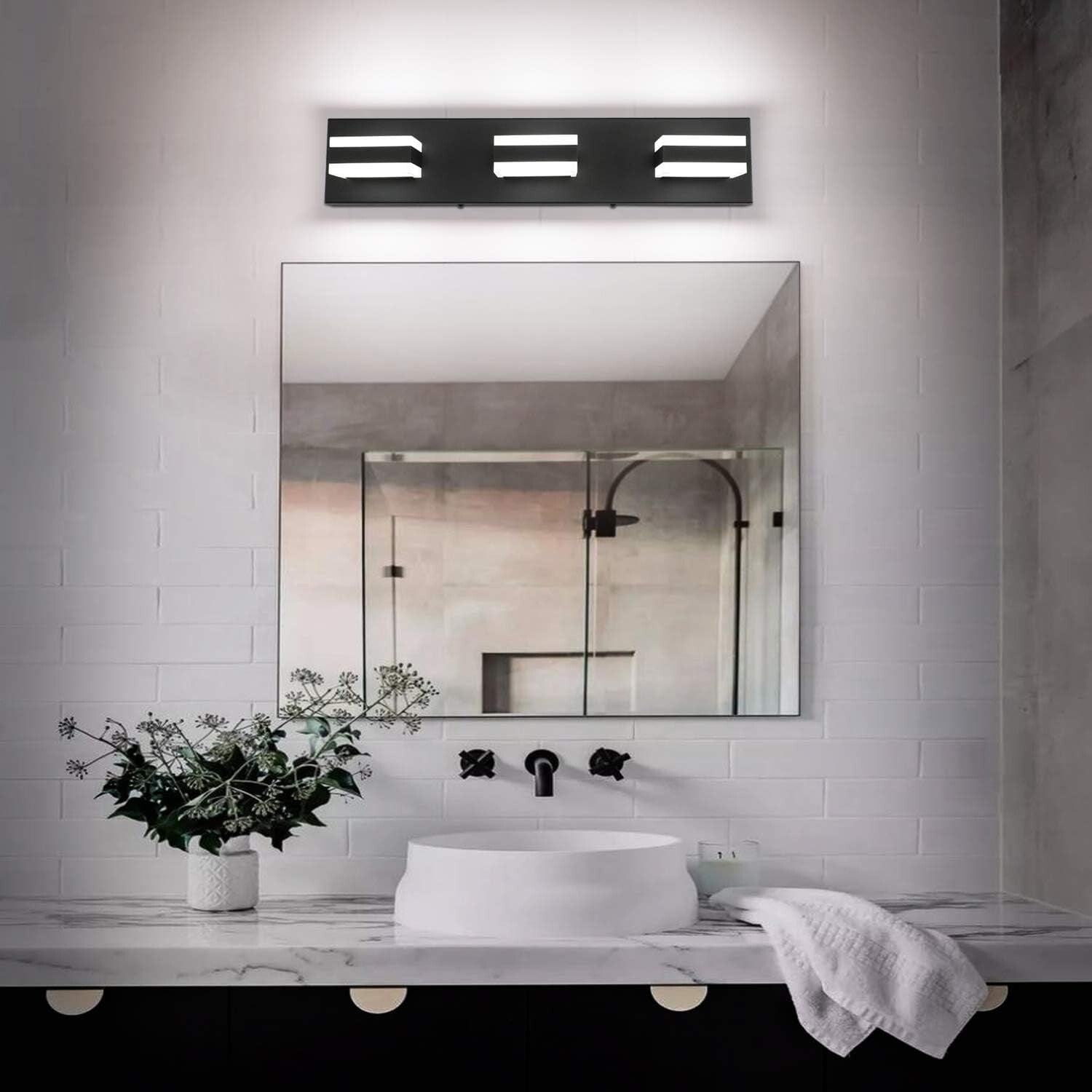 Elegant Matt Black LED Bathroom Vanity Light with 3 Lights - Easy Installation