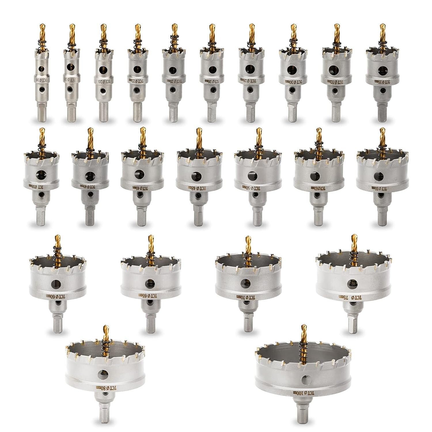 Durable 23PC Hole Saw Kit with Tipped Tooth Blades for Efficient Metal Cutting