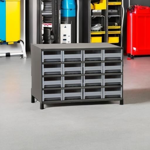 Durable Powder-Coated Steel Cabinet - Perfect for Organizing Tools & Hardware