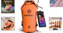 Load image into Gallery viewer, Lightweight Orange 55L Waterproof Backpack Sack with Phone Case for Kayaking