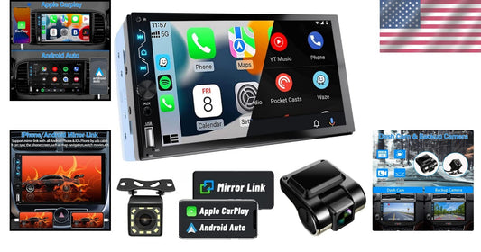 All-in-One 7-Inch Double Din Car Stereo with Dash Cam & Apple Carplay