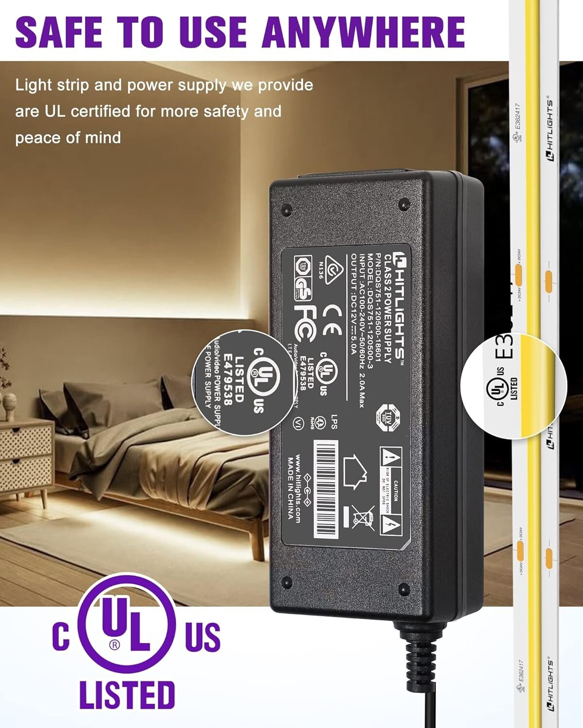 16.4ft Dimmable COB LED Strip Lights Kit with Remote - 4000K Lighting Solution