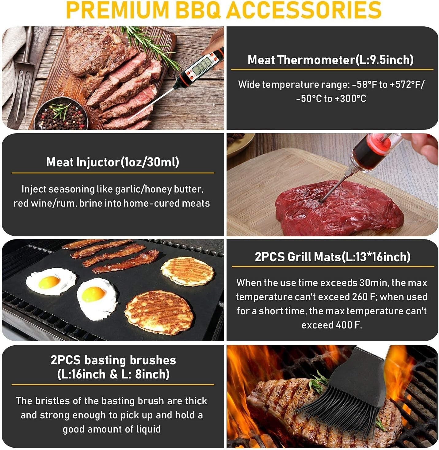 34-Piece Premium BBQ Grill Accessories Set - Stainless Steel - Gift for Enthu...