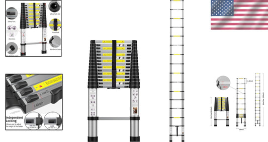 Durable 15.5FT Telescoping Ladder for Home & Commercial Use - 330lbs Capacity