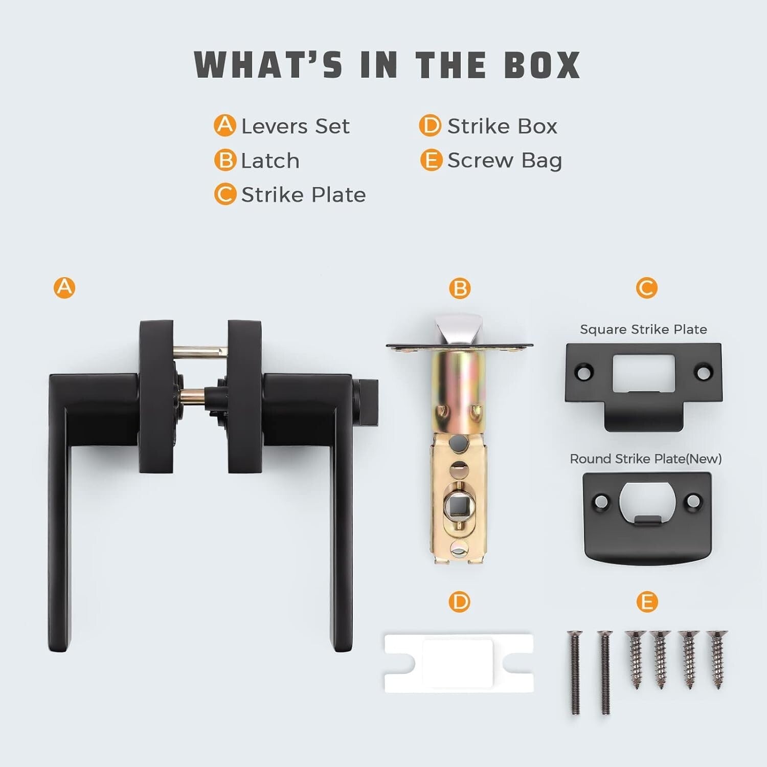 Durable Zinc Alloy Matte Black Door Handles - 4 Pack for Bedrooms & Bathrooms