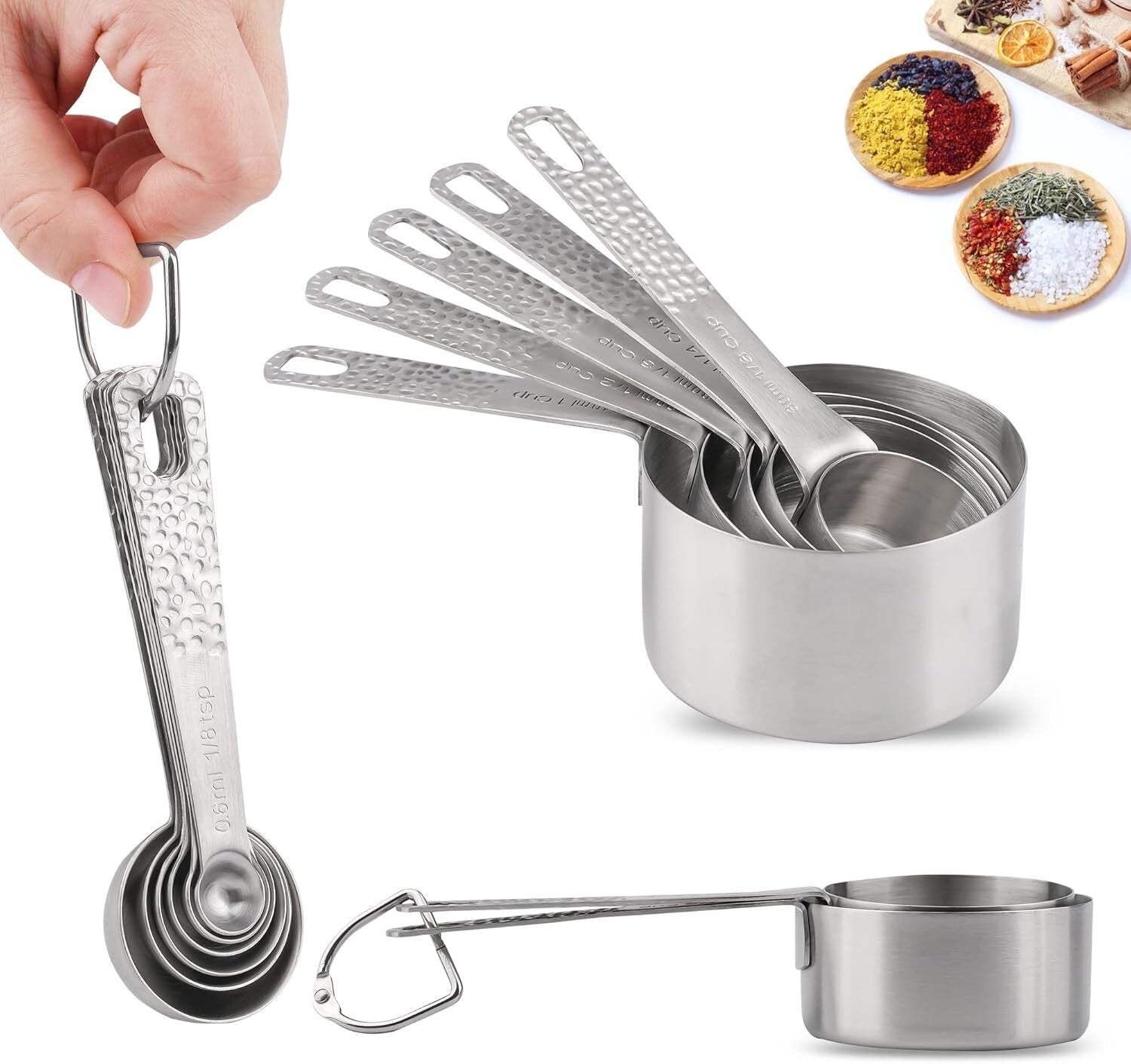 Complete 21-Piece Stainless Steel Measuring Set with Magnetic Conversion Chart