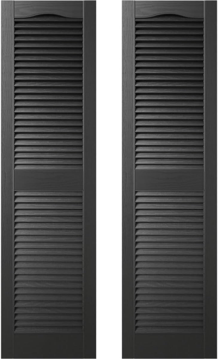 Classic Style 48 in. H Vinyl Shutters with Easy Install Spikes – Black Color