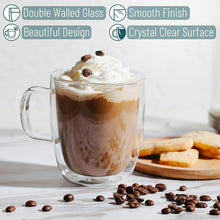 Load image into Gallery viewer, Modern Durable Double Wall Glass Coffee Mugs, 12 oz, Ideal for Hot &amp; Cold Drinks