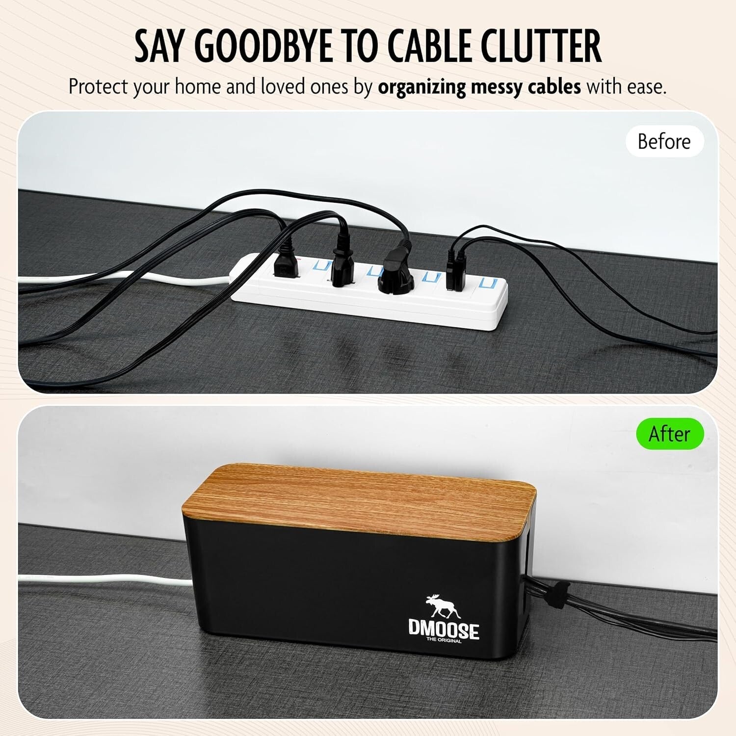 Stylish 2-Pack Desk & Floor Cable Management Boxes - Dust and Spill Protection
