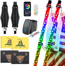 Load image into Gallery viewer, 4FT Spiral RGB LED Whip Lights - App &amp; Remote Control, Perfect for ATV/RZR
