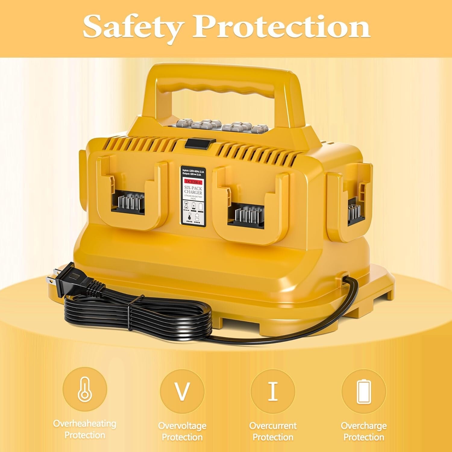 6-Port Rapid Battery Charger Station for Devvalt 20V/60V Batteries - AC 100-240V