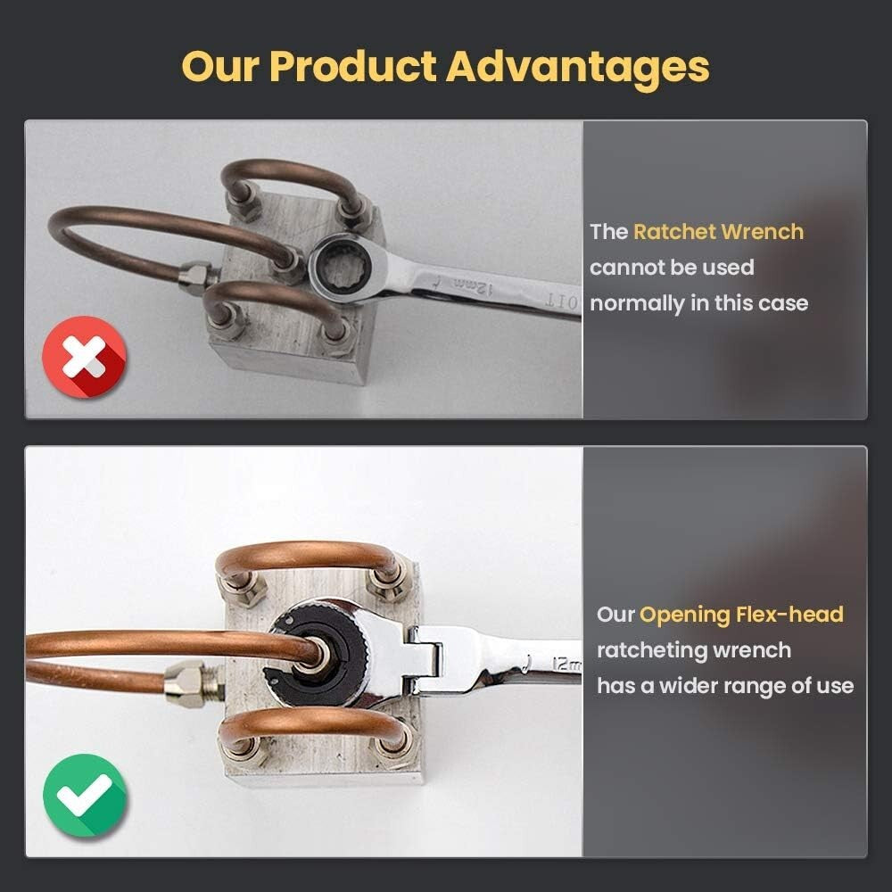 Professional 12PCS Flex-head Ratchet Wrench Set - Effortless Access & Torque