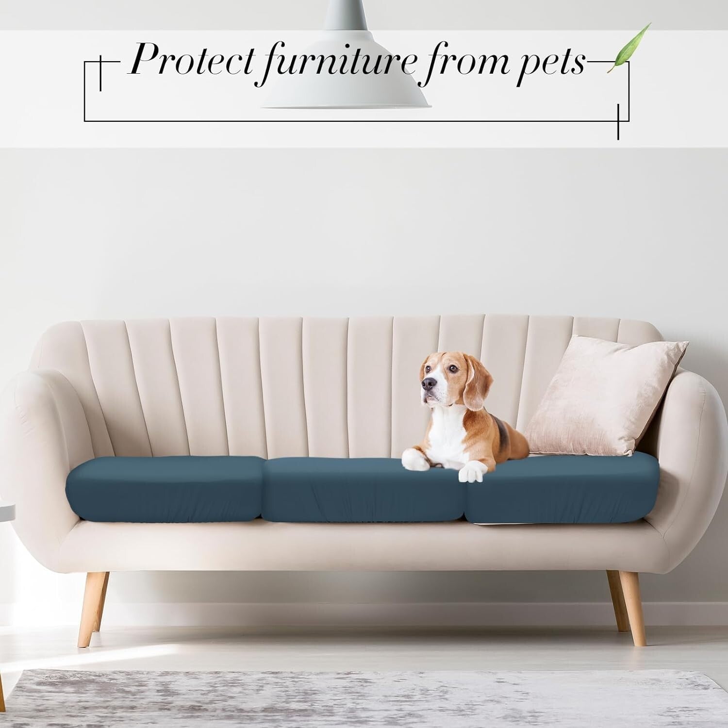 Durable Waterproof Sofa Cushion Covers Set - 8Pcs Gray Blue Comfort Protectors