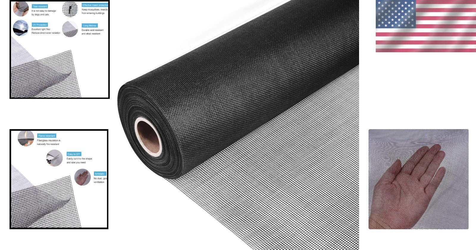 Fire-Resistant Fiberglass Screen Roll 36" x 100ft - Easy to Customize & Install