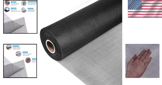 Fire-Resistant Fiberglass Screen Roll 36" x 100ft - Easy to Customize & Install
