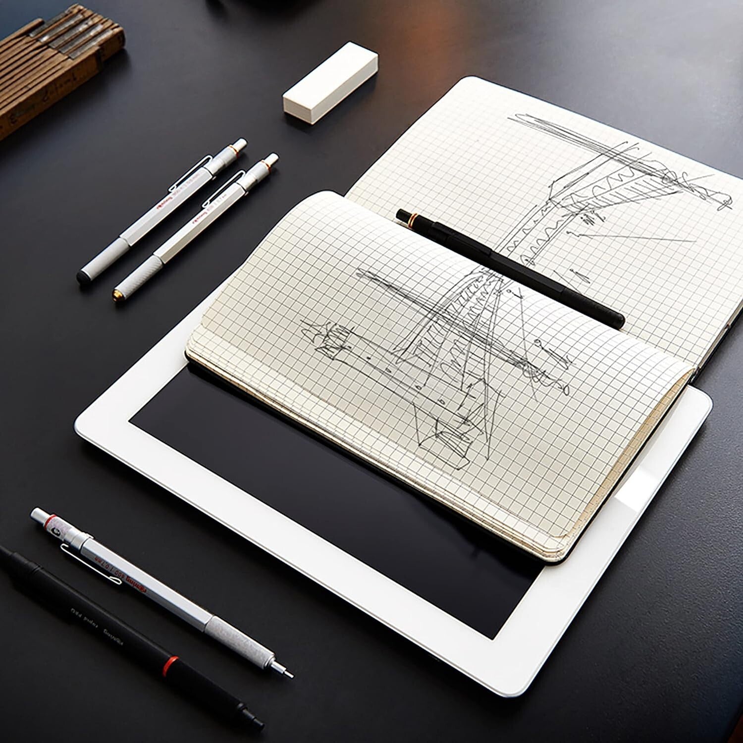 800 Retractable Mechanical Pencil - Ergonomic Metal Design with Built-in Eraser