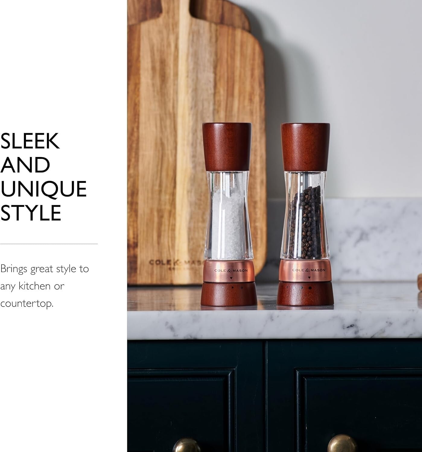 Elegant Rose Gold Salt and Pepper Mill Gift Set with Adjustable Grinding Levels