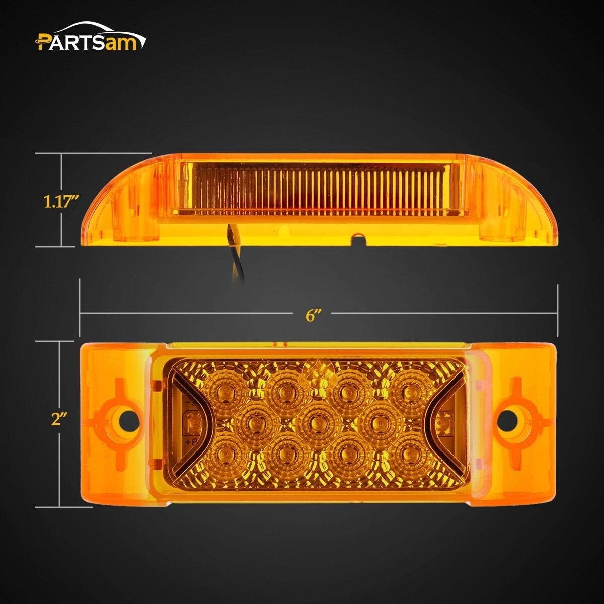 Upgrade Your Safety with 13 LED Amber Clearance and Side Marker Lights - 10 Pcs