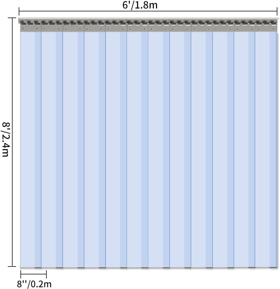 Modern Clear PVC Curtain Strips, 96" High x 72" Wide - 12PCS for Easy Install