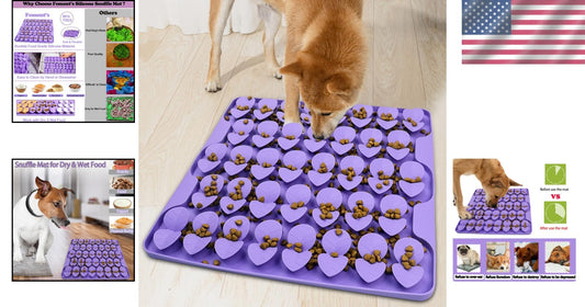Interactive Snuffle Mat for Large Dogs - Silicone Slow Feeder, 16.3”X16.3”