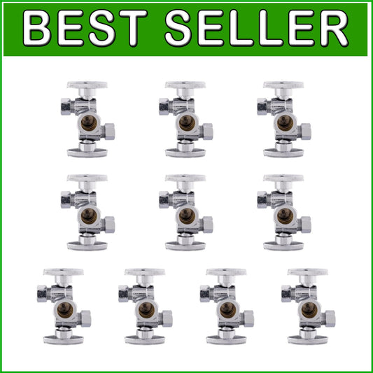 Efficient 10-Pack of Lead-Free Dual Compression Angle Stop Valves for Plumbing