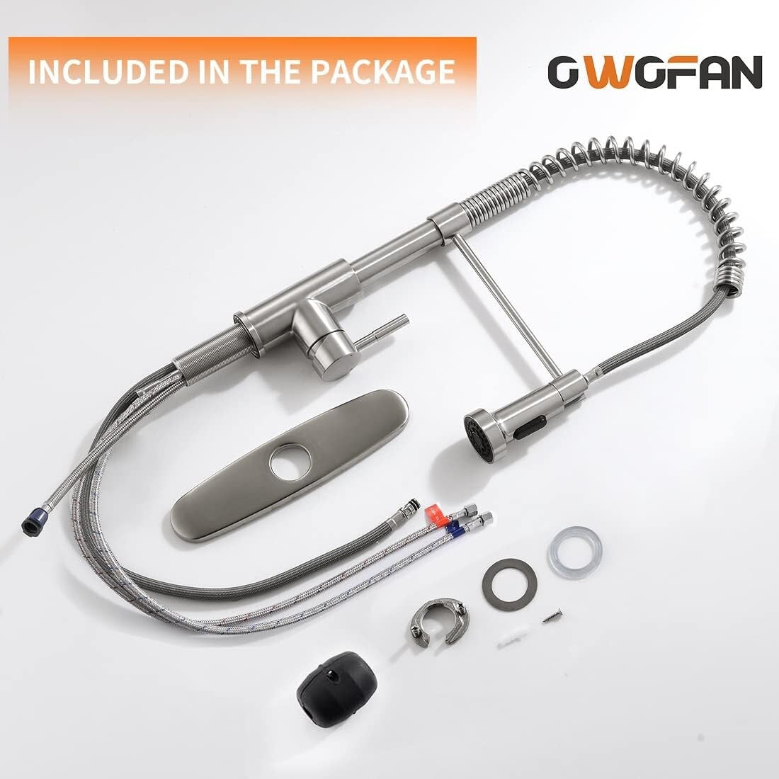 Brushed Nickel Pull Down Kitchen Faucet with 360° Swivel Sprayer - Easy Install