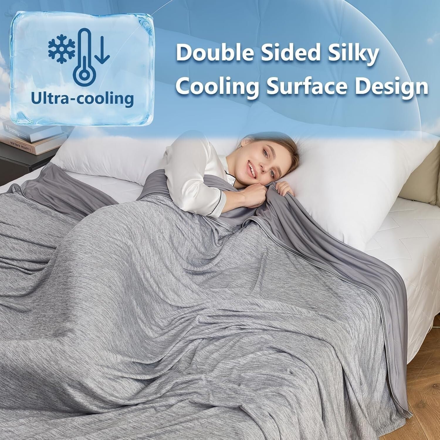 Soft and Skin-Friendly Queen Cooling Blanket - Breathable Comfort for All