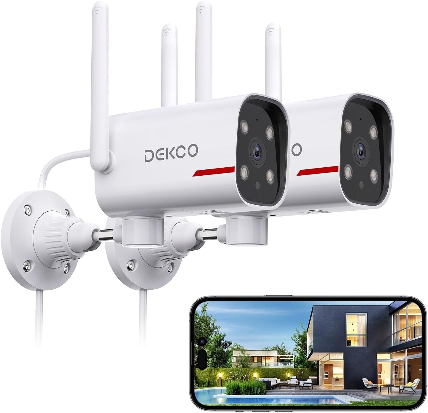 2K Outdoor Security Camera System - 180° Pan, Night Vision & Alexa Compatible