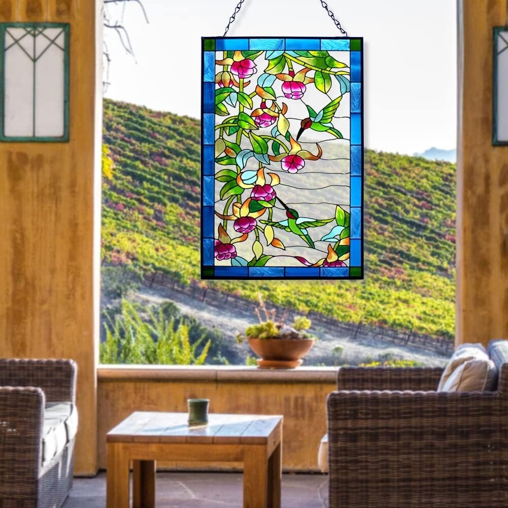 Vibrant Hummingbird Stained Glass Suncatcher - Perfect Gift for Bird Lovers