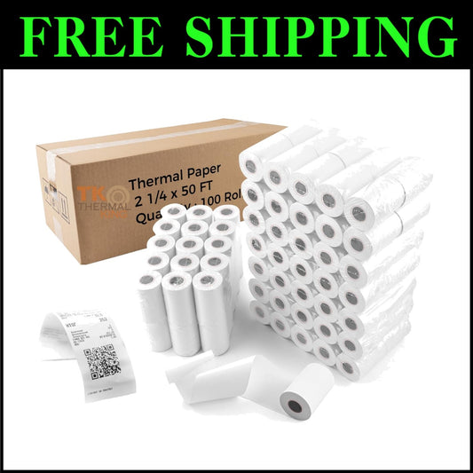 Bulk 100 Pack of 2 1/4" x 50' Receipt Paper - High Quality for Retail Use