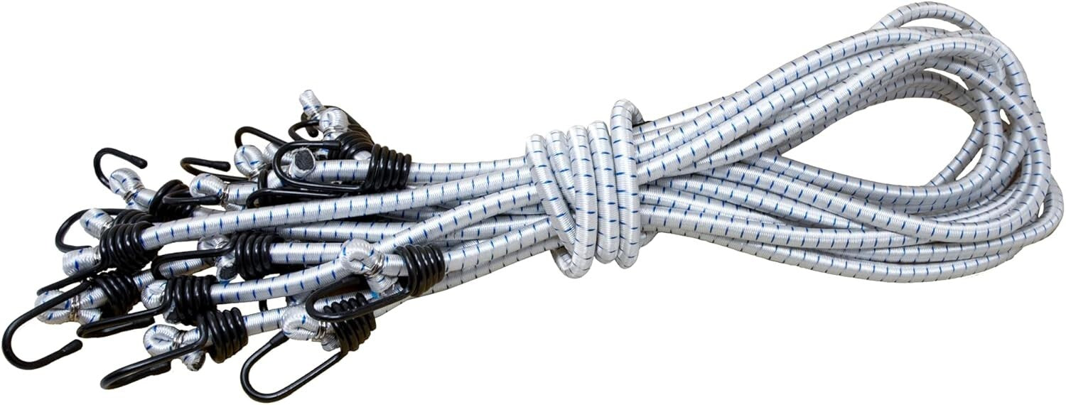 Durable Multi-Use Bungee Cords, 48-Inch with Hooks – Ideal for Outdoors, 10-Pack