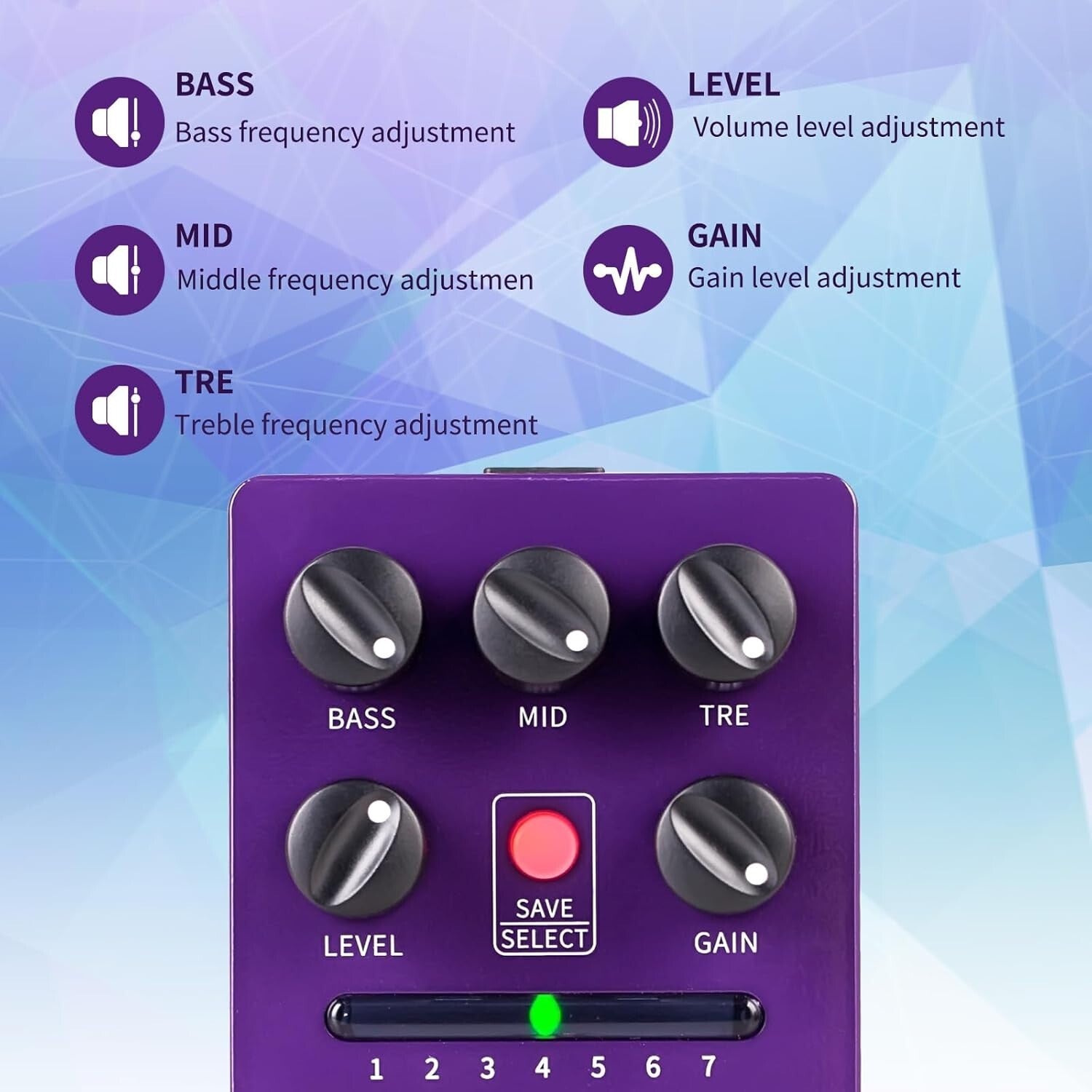 7 Preamp Guitar Effects Pedal - Built-in Cabinet Simulation & Lightweight Design