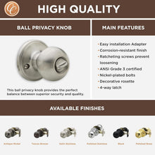 Load image into Gallery viewer, Robust Satin Stainless Privacy Door Knob Set - Keyless &amp; Easy to Install, 6-Pack