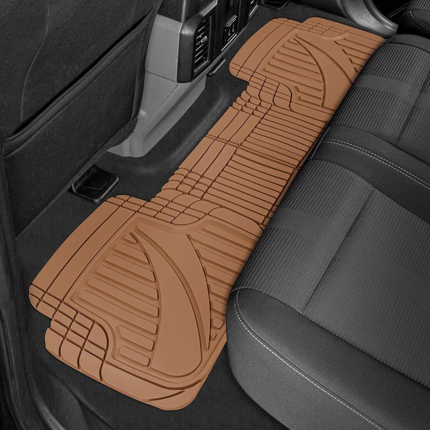 FlexTough Advanced Heavy Duty Beige Rubber Car & SUV Floor Mats Full Set