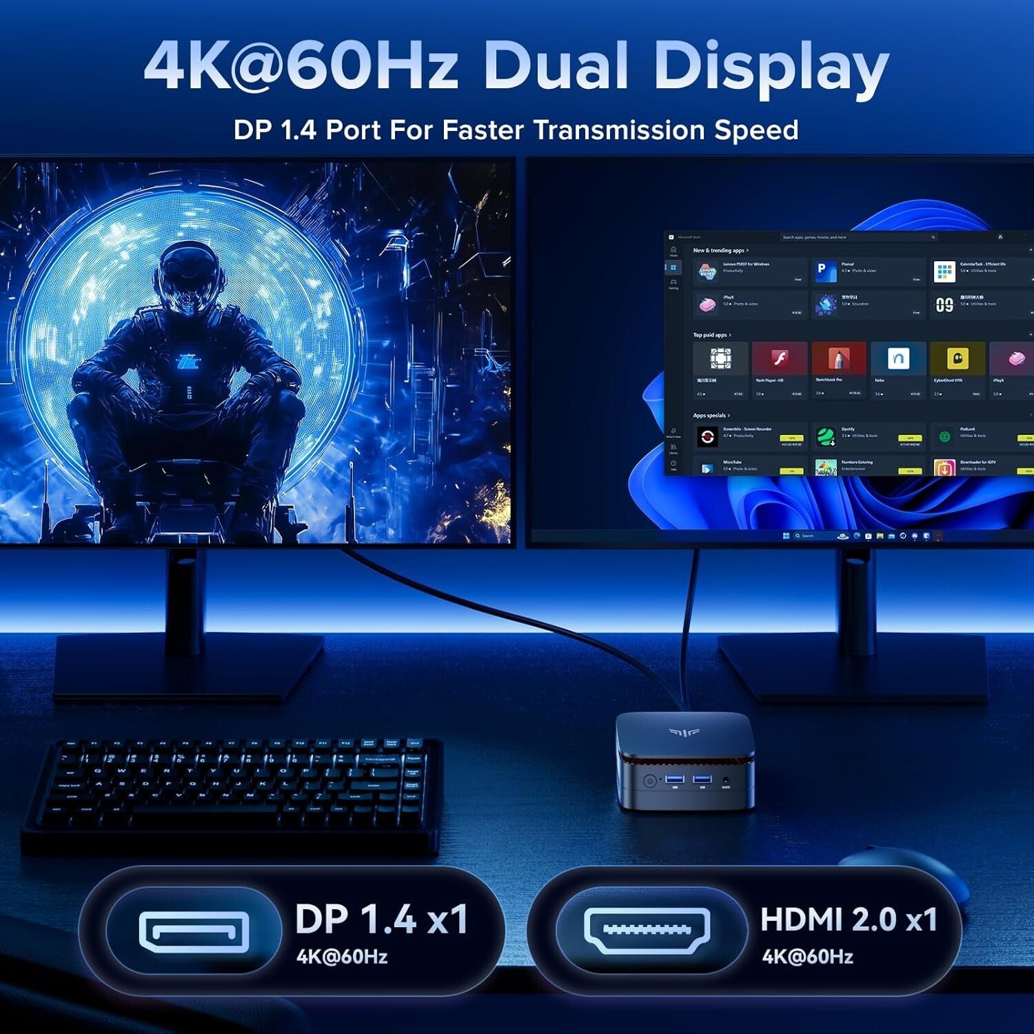 Ultra-Portable Mini PC with 12th Gen CPU, Ideal for Home, Office & Multimedia