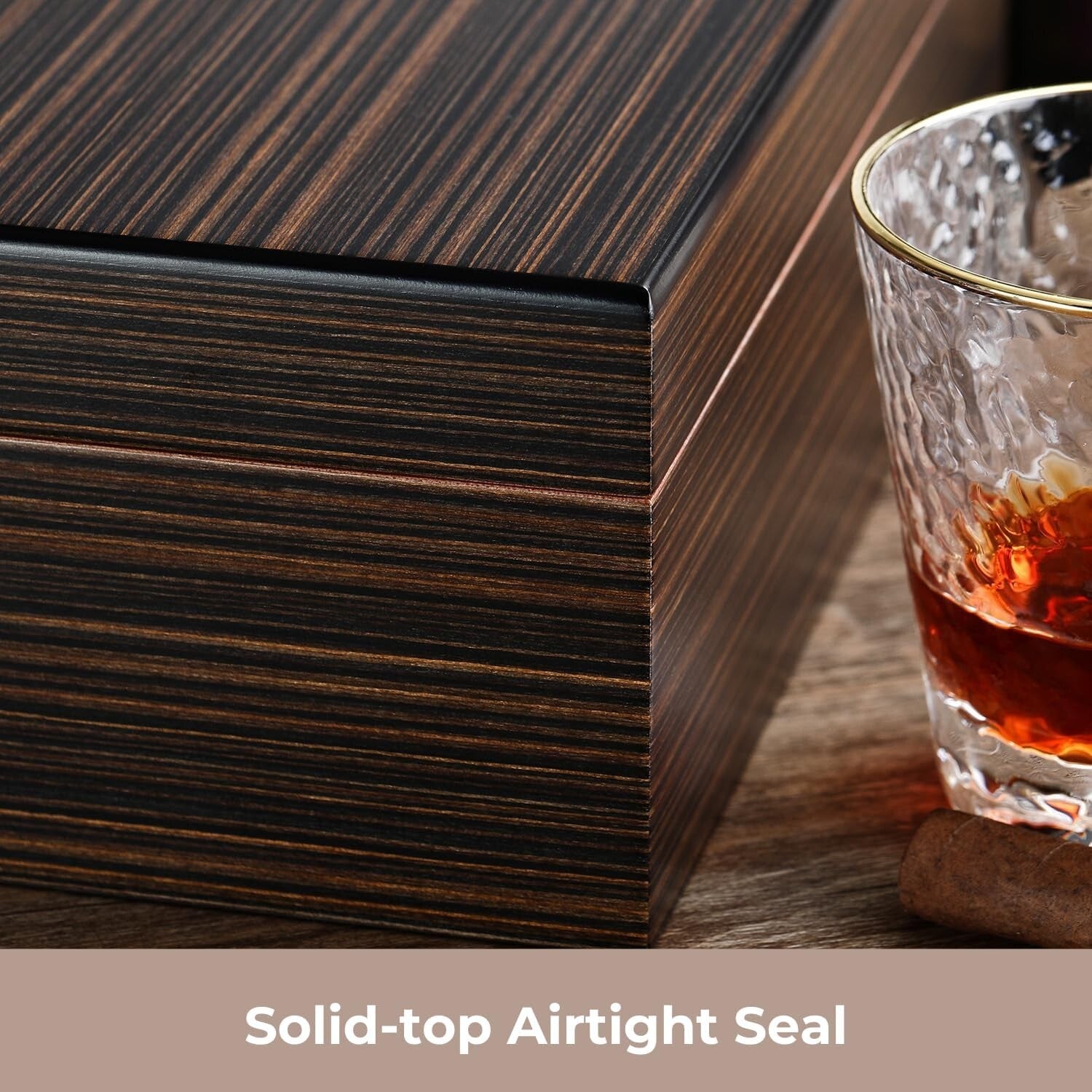 Sleek 50-Cigar Humidor with Digital Hygrometer & Accessory Set for Enthusiasts