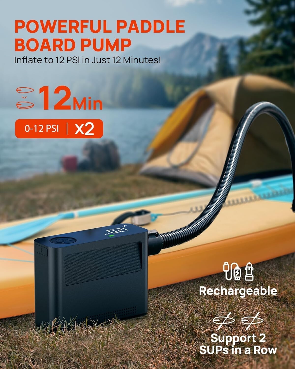 Portable 150 PSI Air Compressor with 8 Modes - Perfect for All Inflatable Needs