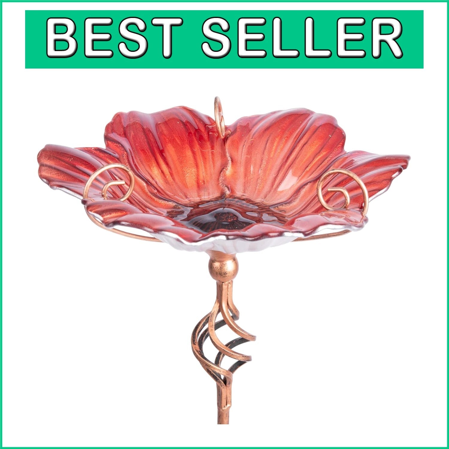 Elegant 31-Inch Birdbath Feeder in Vibrant Red Glass - Perfect for Garden Spaces