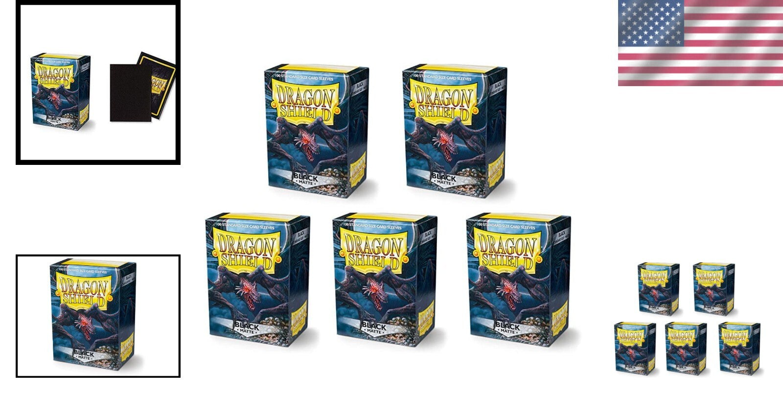 5-Box Matte Black Card Sleeves Bundle - 500 Count for Ultimate Card Protection