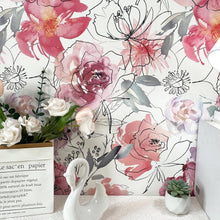 Load image into Gallery viewer, Removable Pink Floral Wallpaper for Bedrooms &amp; Bathrooms - Self-Adhesive
