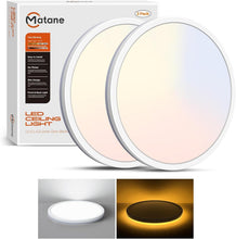 Load image into Gallery viewer, Versatile 2-Pack 12" LED Ceiling Lights with 3 Color Temperatures and Night Mode