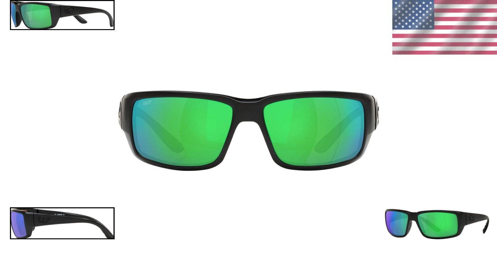 Costa Men's Fantail Polarized Sunglasses - Copper Green Mirrored Lenses